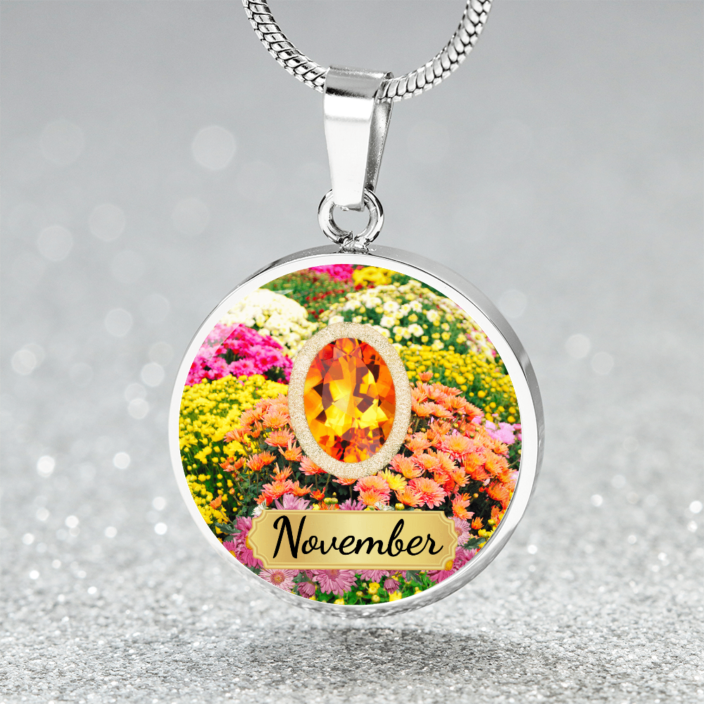 Birth Month Circle Pendant Necklace: November