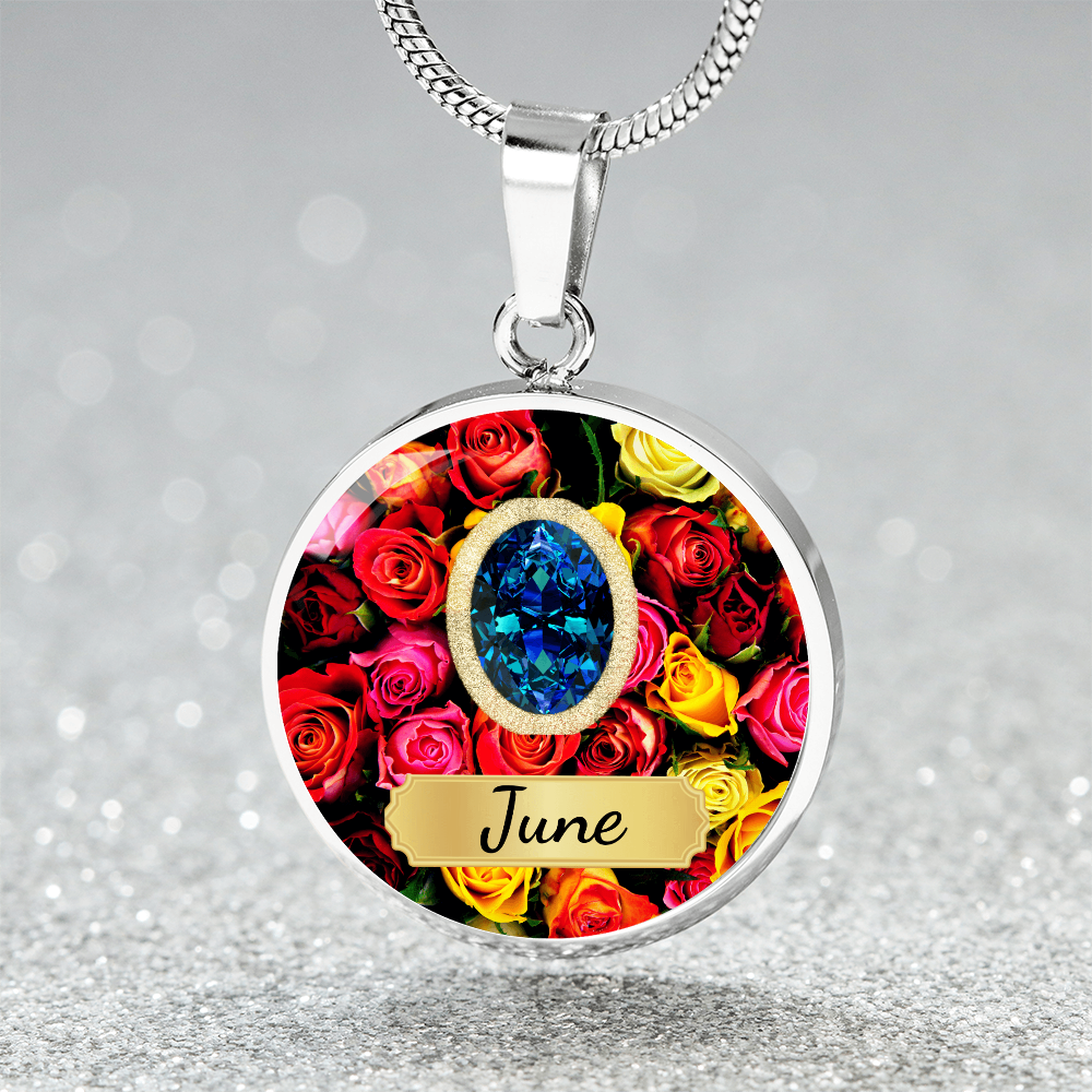 Birth Month Circle Pendant Necklace: June
