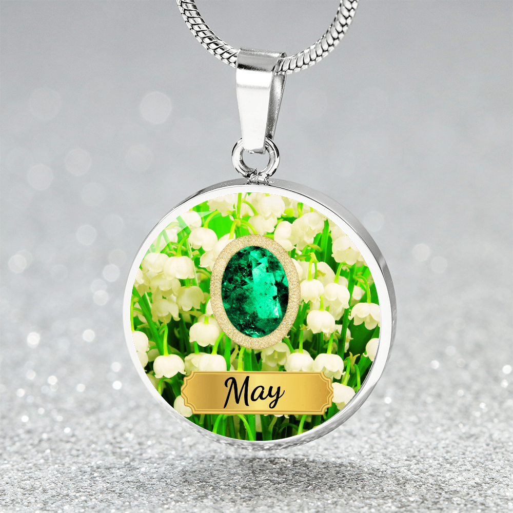 Birth Month Circle Pendant Necklace: May