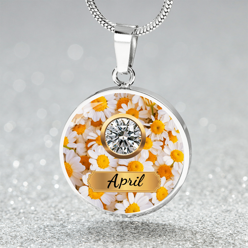 Birth Month Circle Pendant Necklace: April