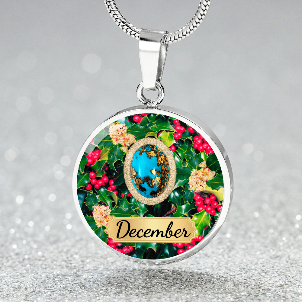 Birth Month Circle Pendant Necklace: December