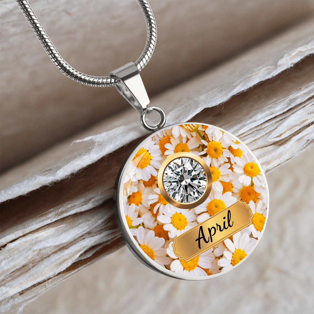Birth Month Circle Pendant Necklace: April