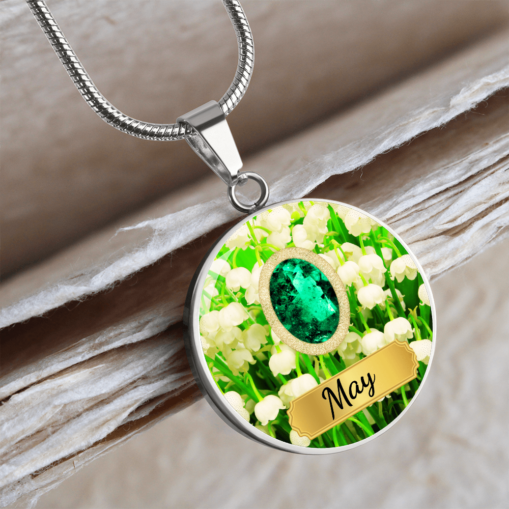 Birth Month Circle Pendant Necklace: May