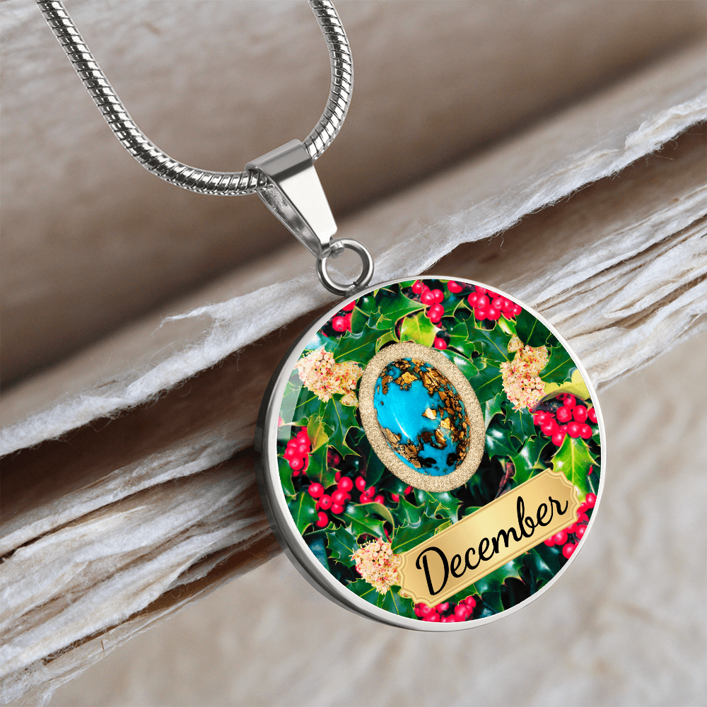 Birth Month Circle Pendant Necklace: December
