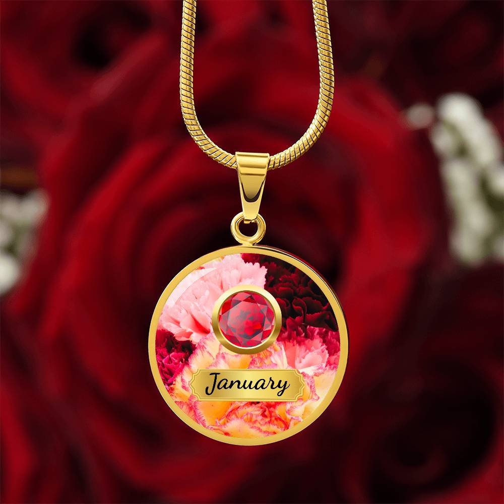Birth Month Circle Pendant Necklace: January