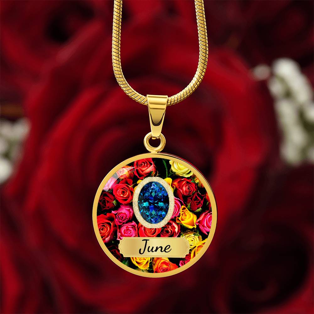 Birth Month Circle Pendant Necklace: June
