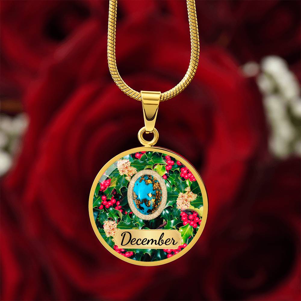 Birth Month Circle Pendant Necklace: December