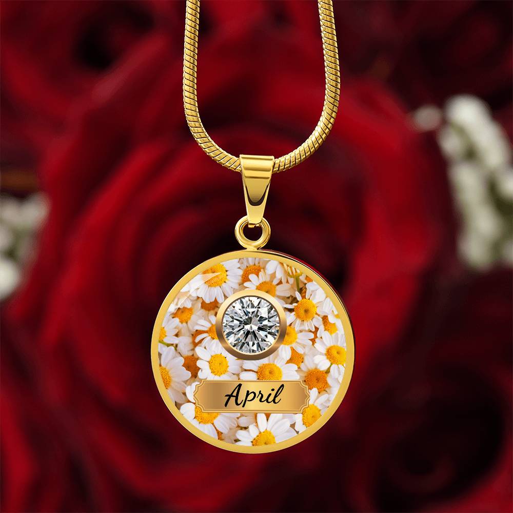 Birth Month Circle Pendant Necklace: April