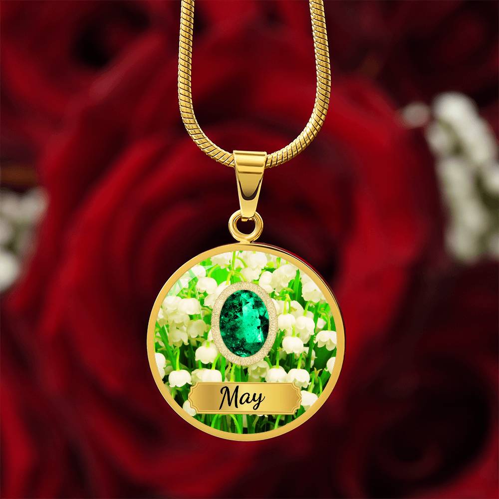 Birth Month Circle Pendant Necklace: May