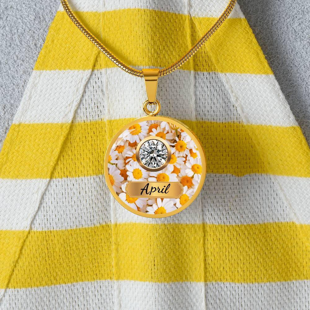 Birth Month Circle Pendant Necklace: April