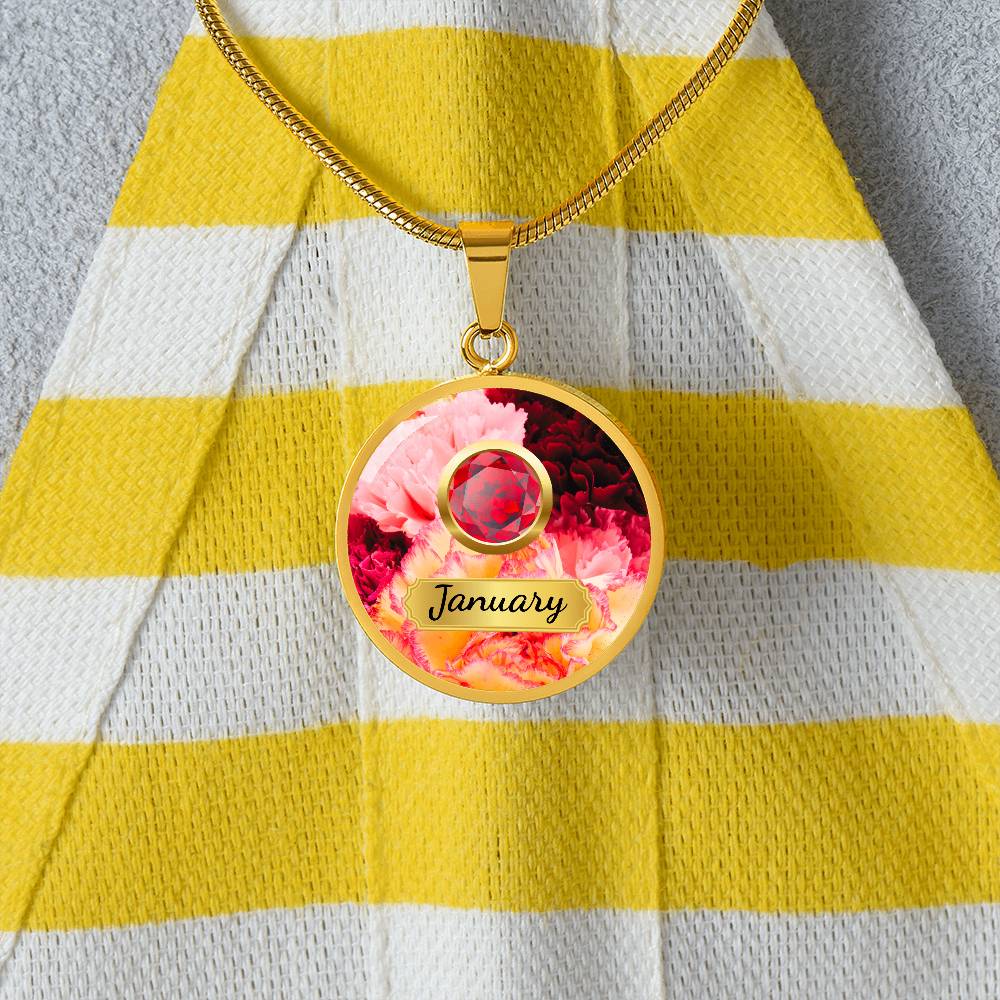 Birth Month Circle Pendant Necklace: January