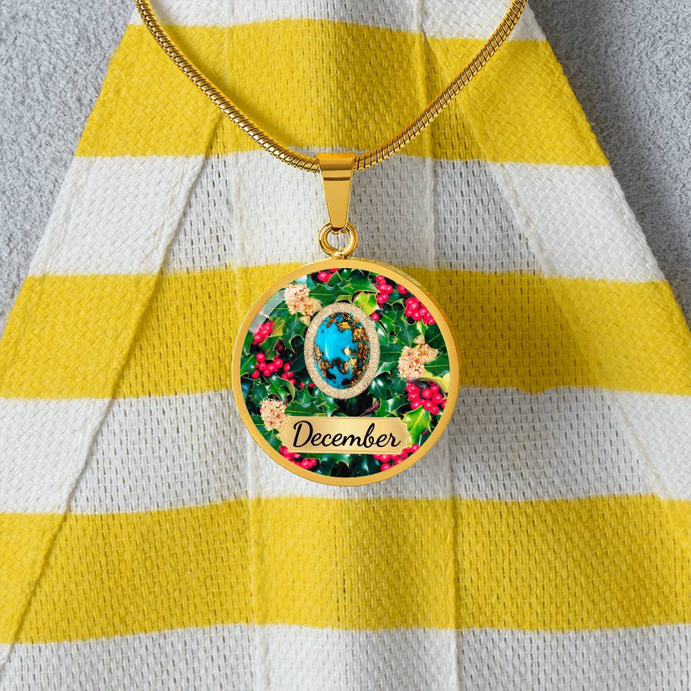 Birth Month Circle Pendant Necklace: December