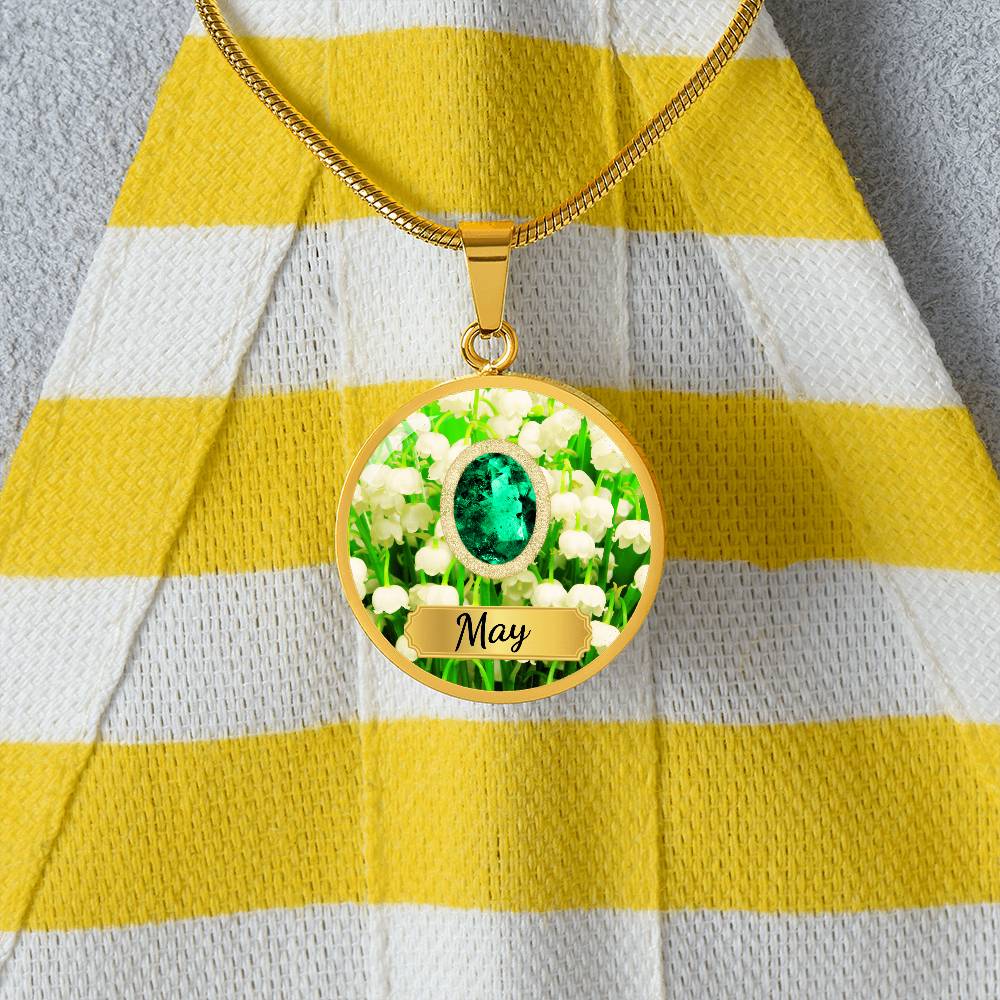 Birth Month Circle Pendant Necklace: May