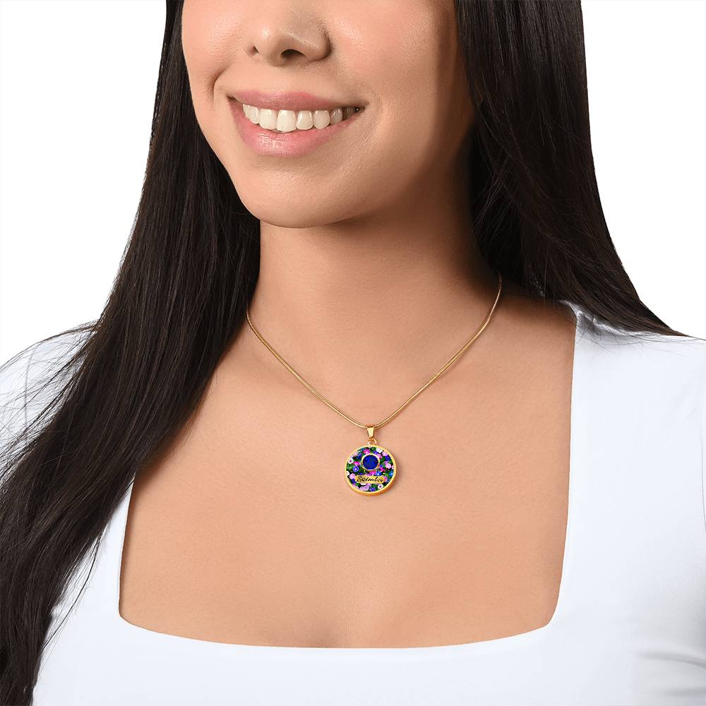 Birth Month Circle Pendant Necklace: September