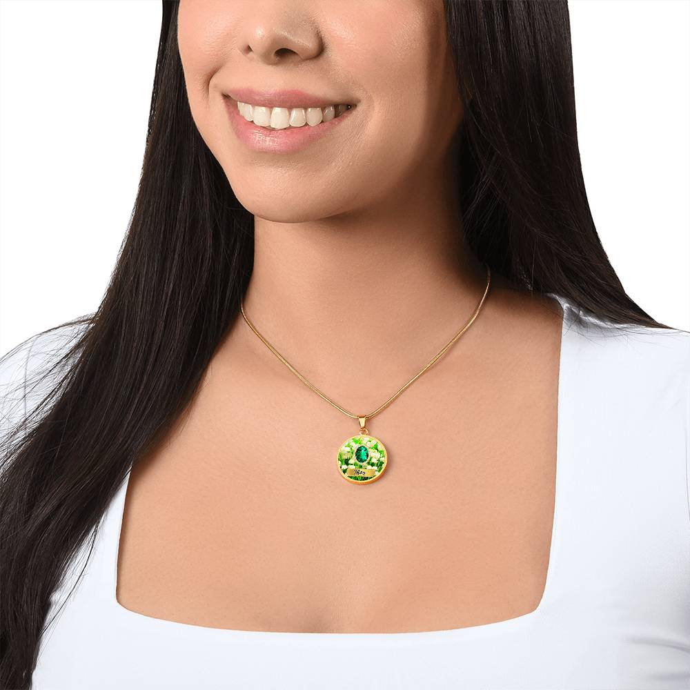 Birth Month Circle Pendant Necklace: May