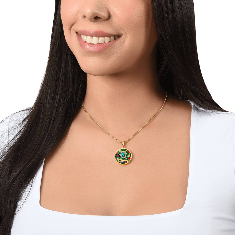 Birth Month Circle Pendant Necklace: December