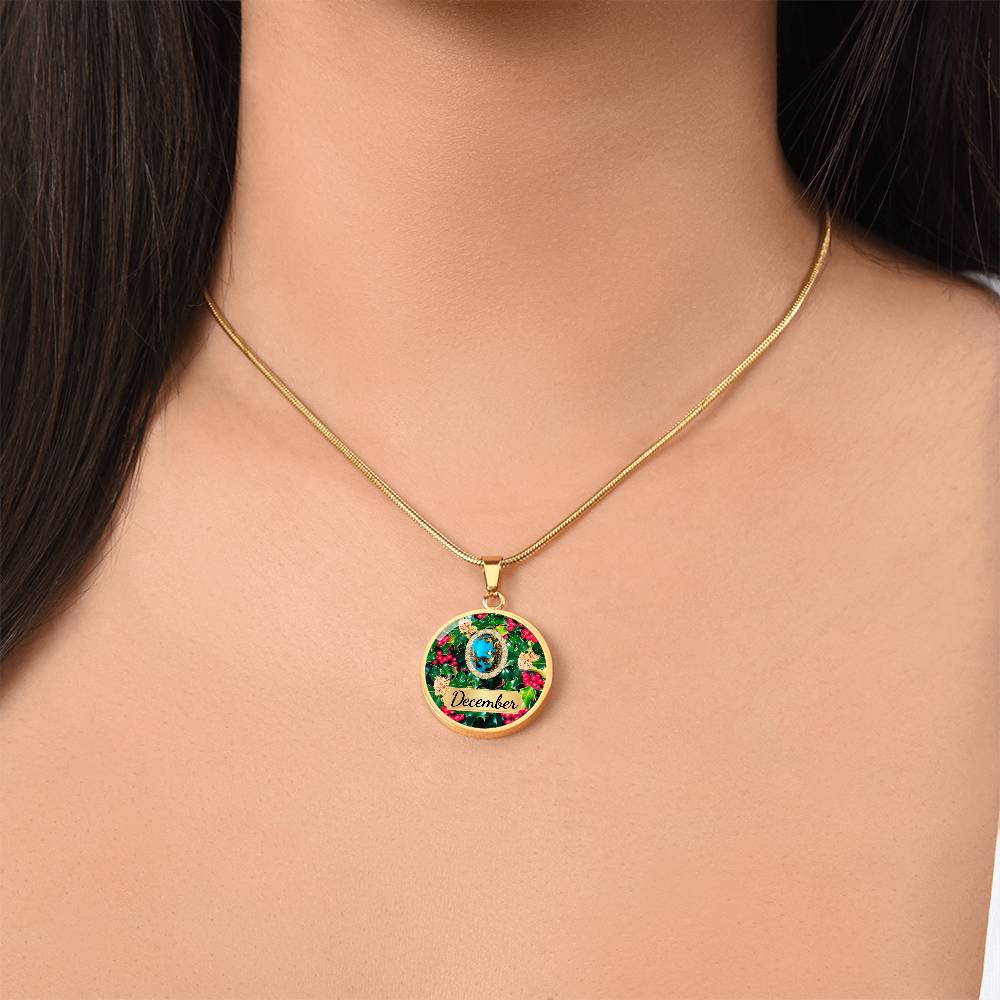 Birth Month Circle Pendant Necklace: December