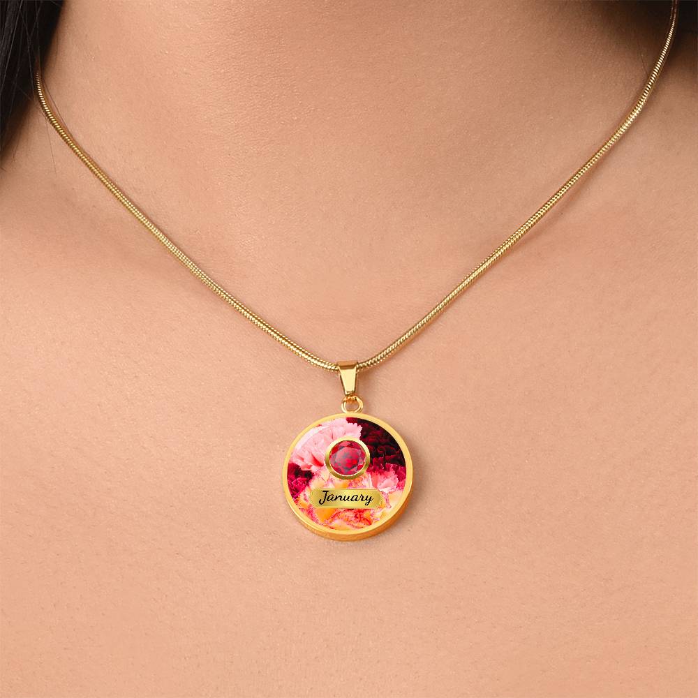 Birth Month Circle Pendant Necklace: January