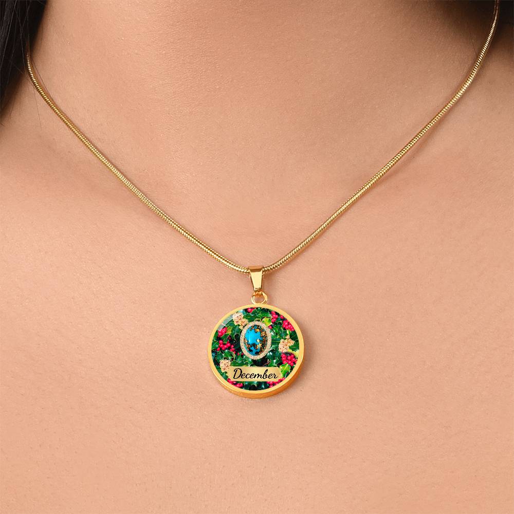Birth Month Circle Pendant Necklace: December