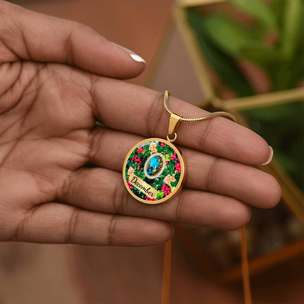 Birth Month Circle Pendant Necklace: December