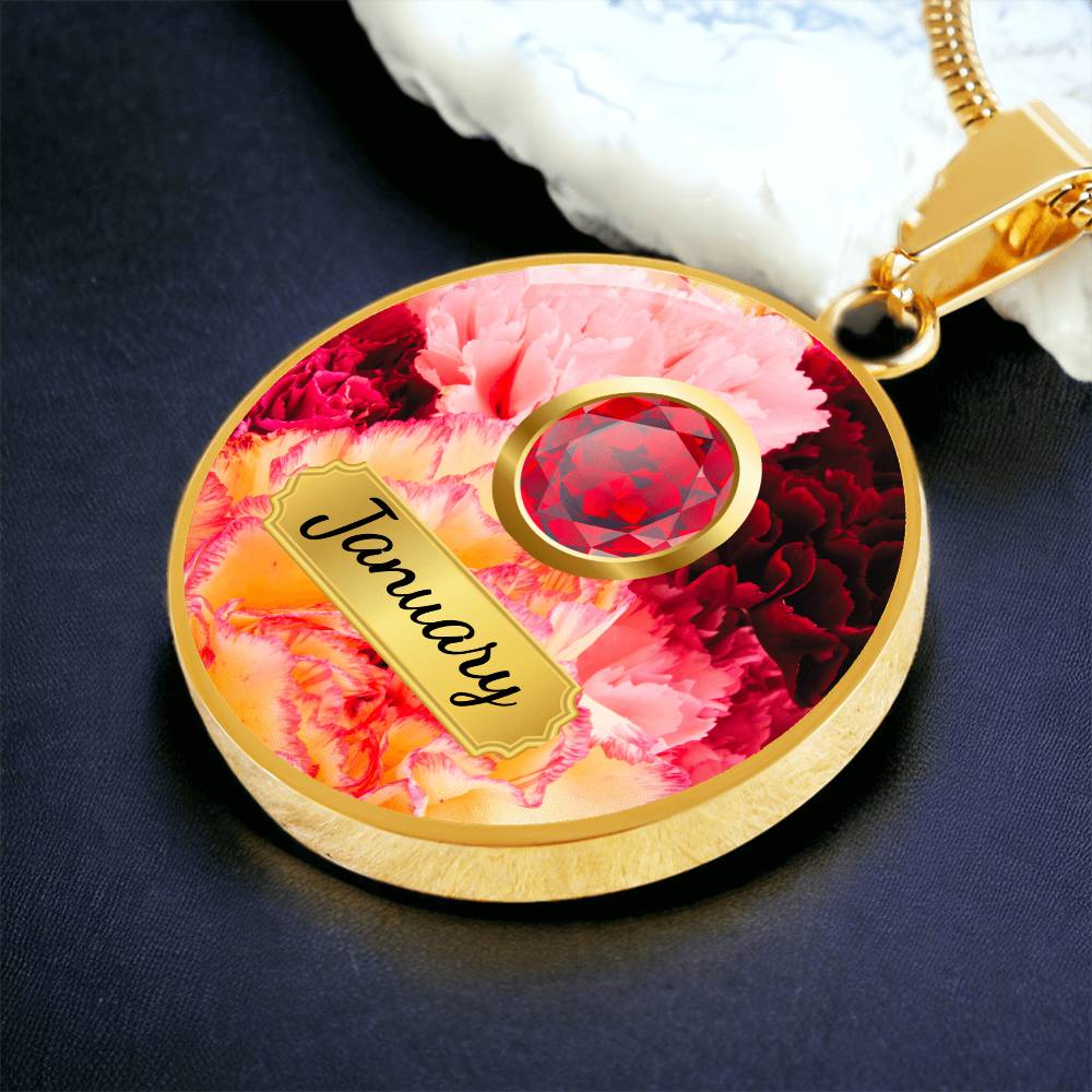 Birth Month Circle Pendant Necklace: January