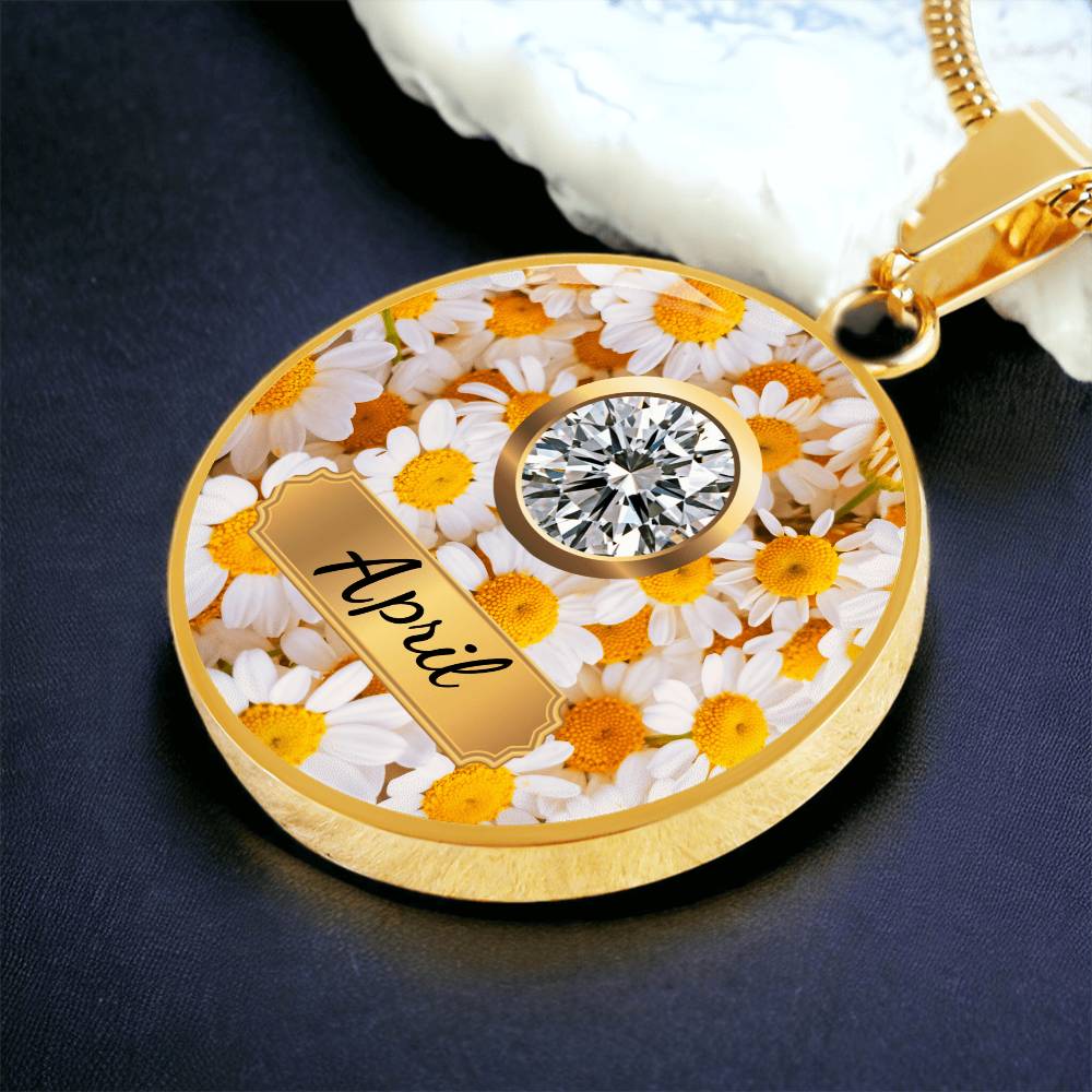 Birth Month Circle Pendant Necklace: April