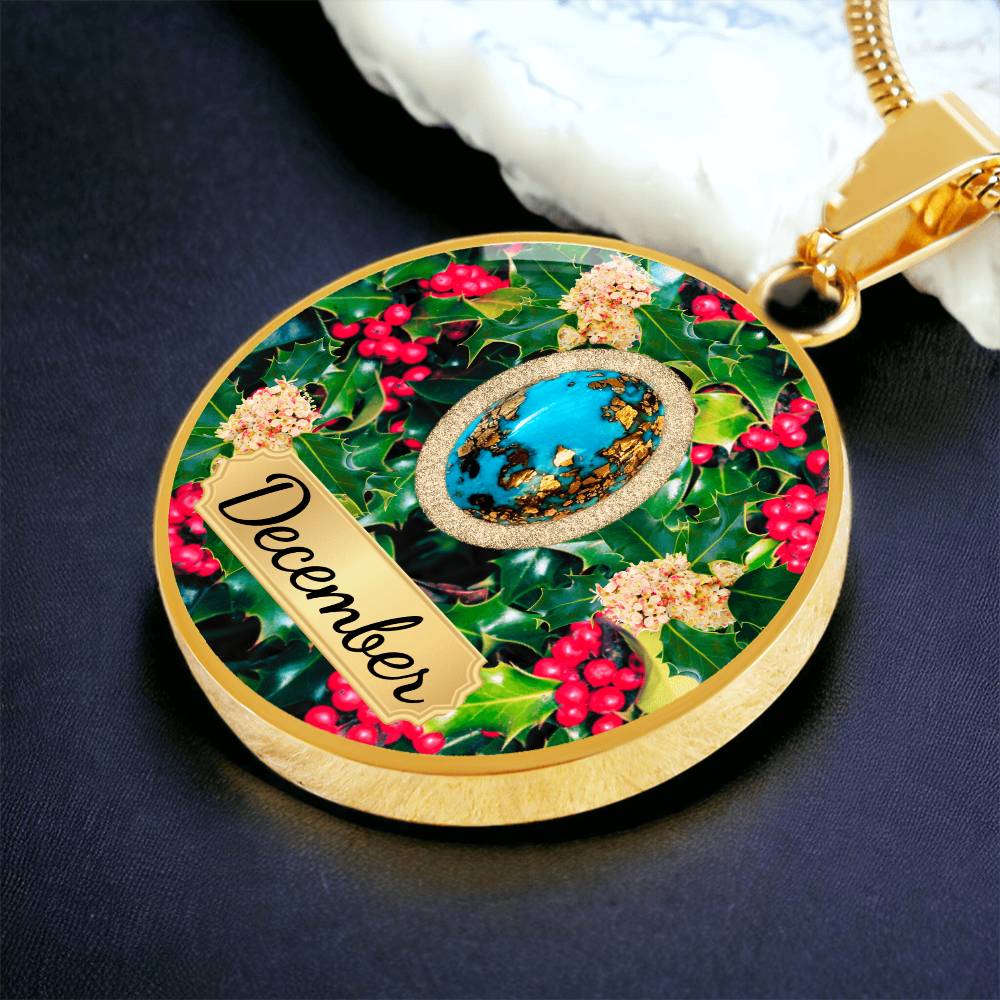 Birth Month Circle Pendant Necklace: December