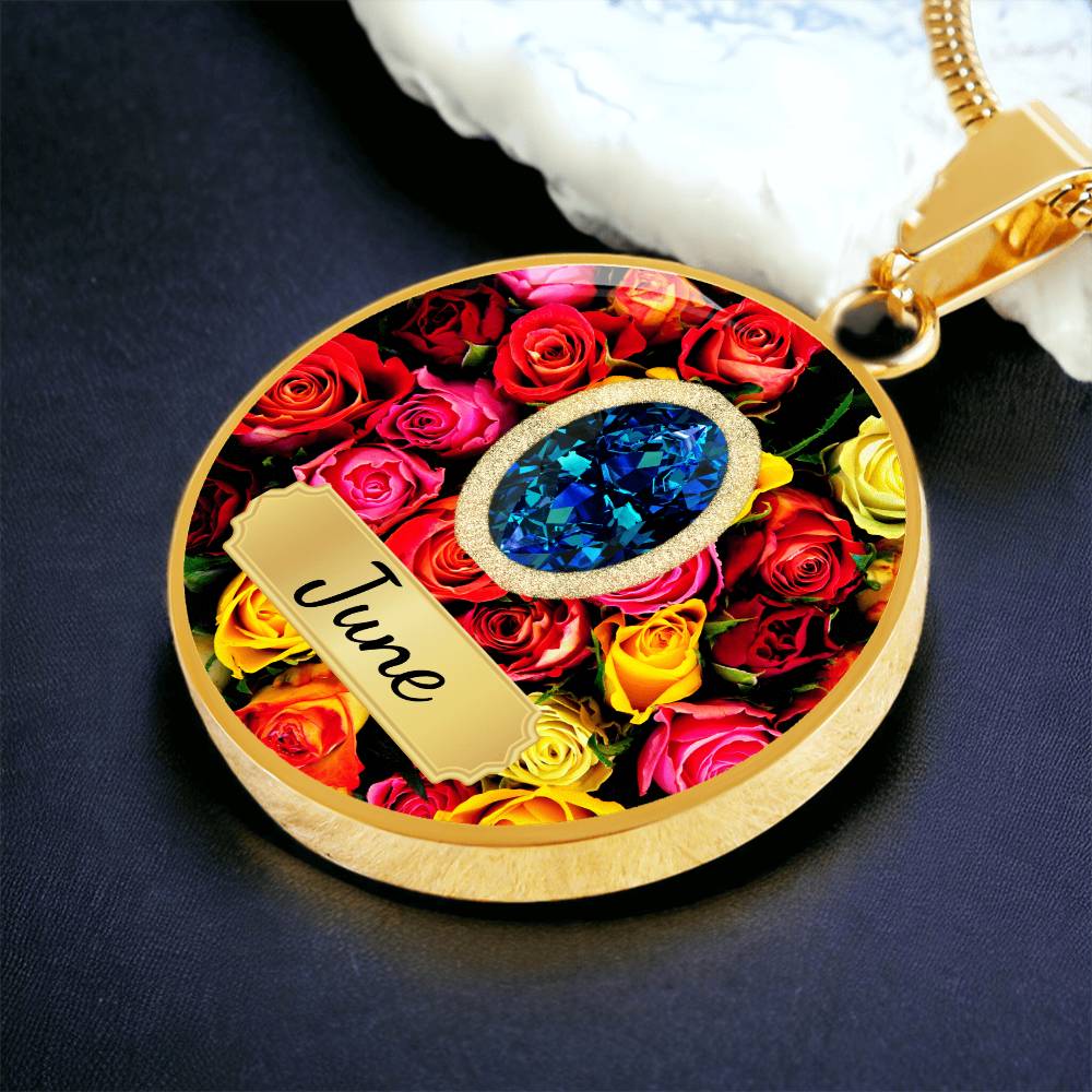 Birth Month Circle Pendant Necklace: June