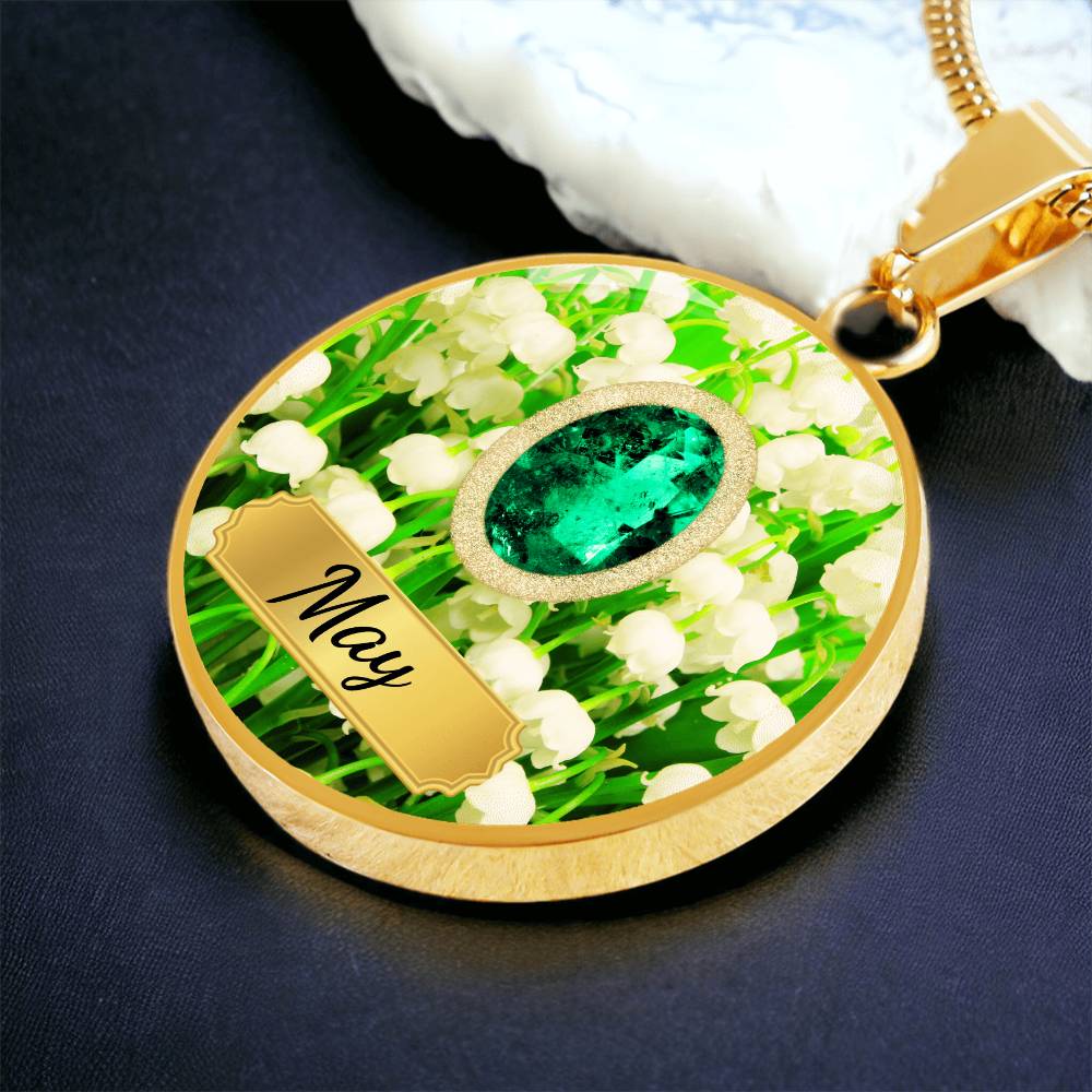 Birth Month Circle Pendant Necklace: May