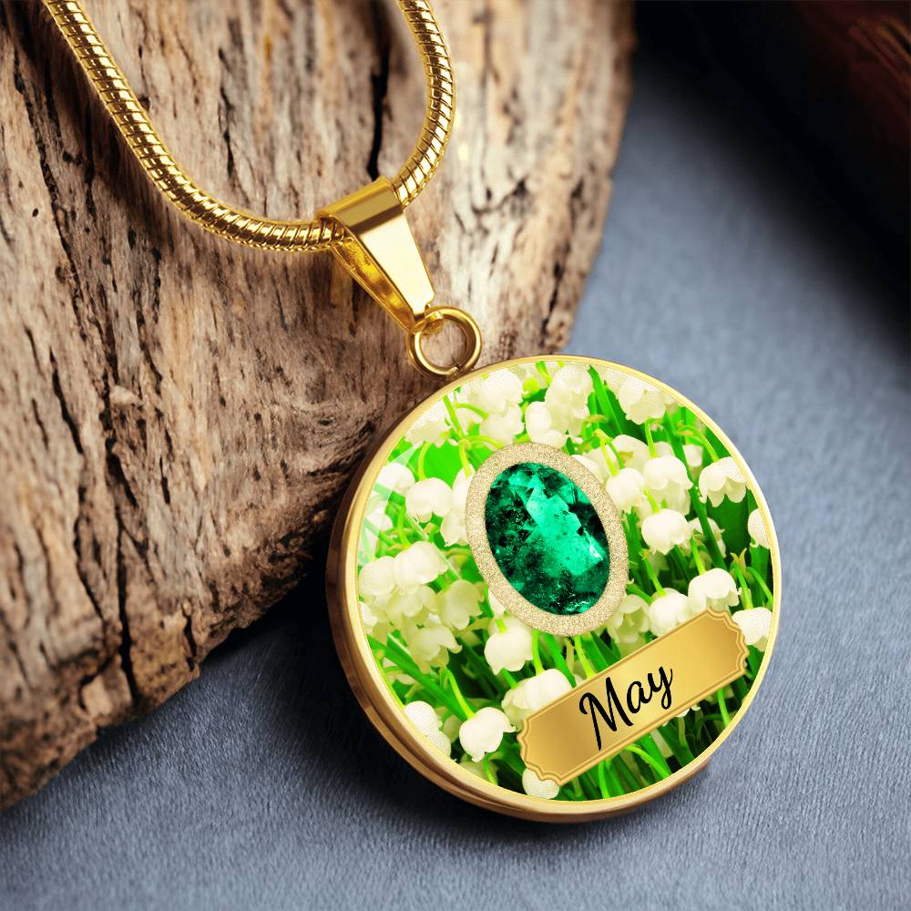 Birth Month Circle Pendant Necklace: May