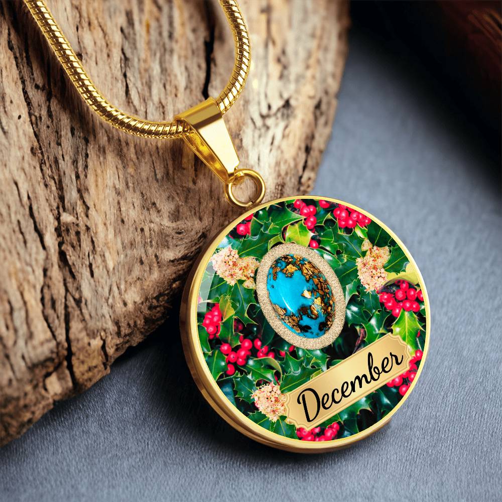 Birth Month Circle Pendant Necklace: December