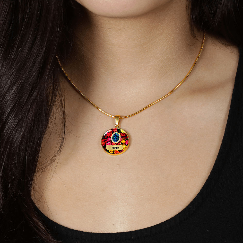 Birth Month Circle Pendant Necklace: June