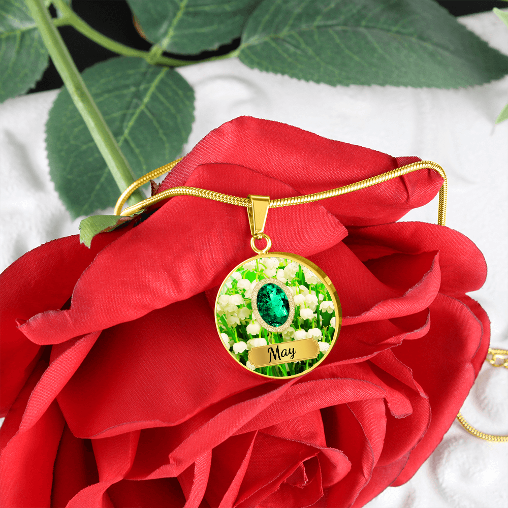 Birth Month Circle Pendant Necklace: May