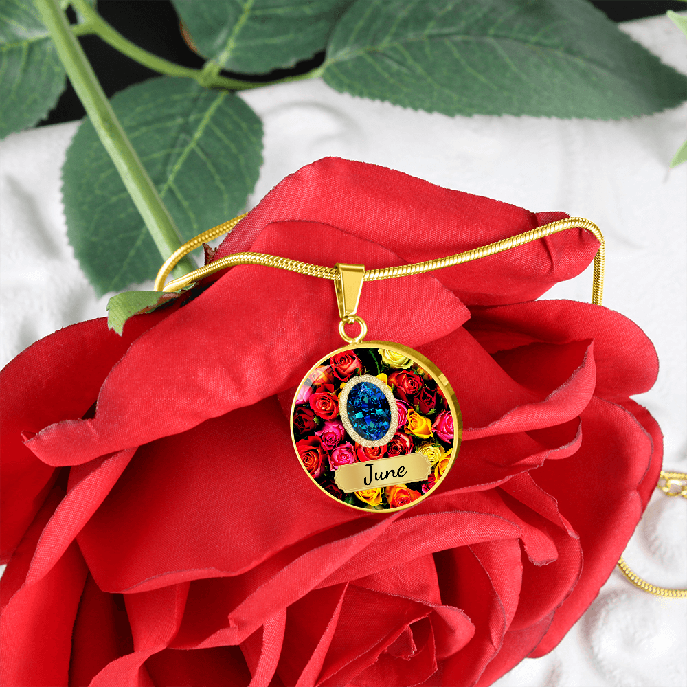 Birth Month Circle Pendant Necklace: June