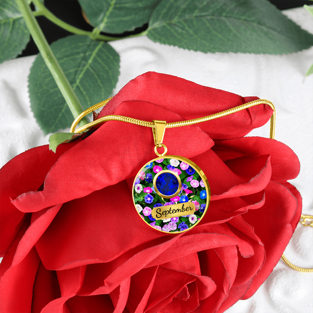 Birth Month Circle Pendant Necklace: September