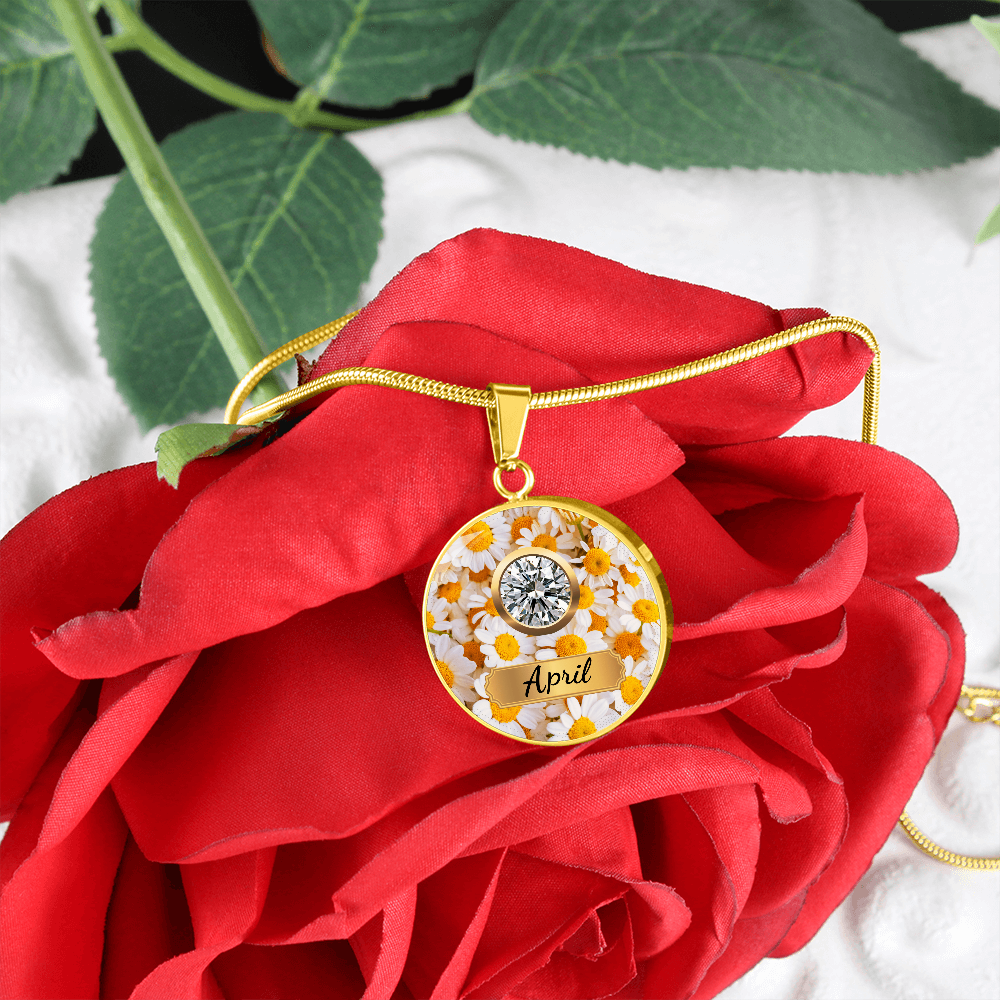 Birth Month Circle Pendant Necklace: April