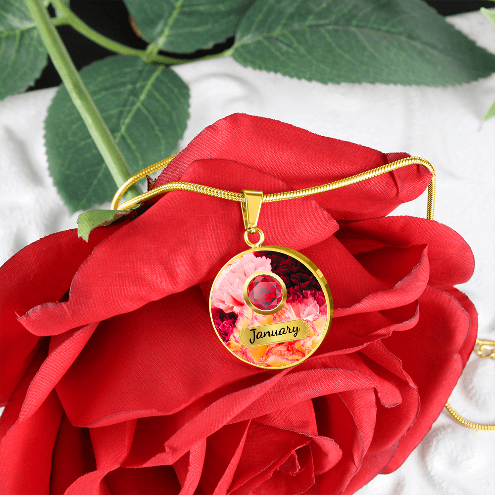 Birth Month Circle Pendant Necklace: January