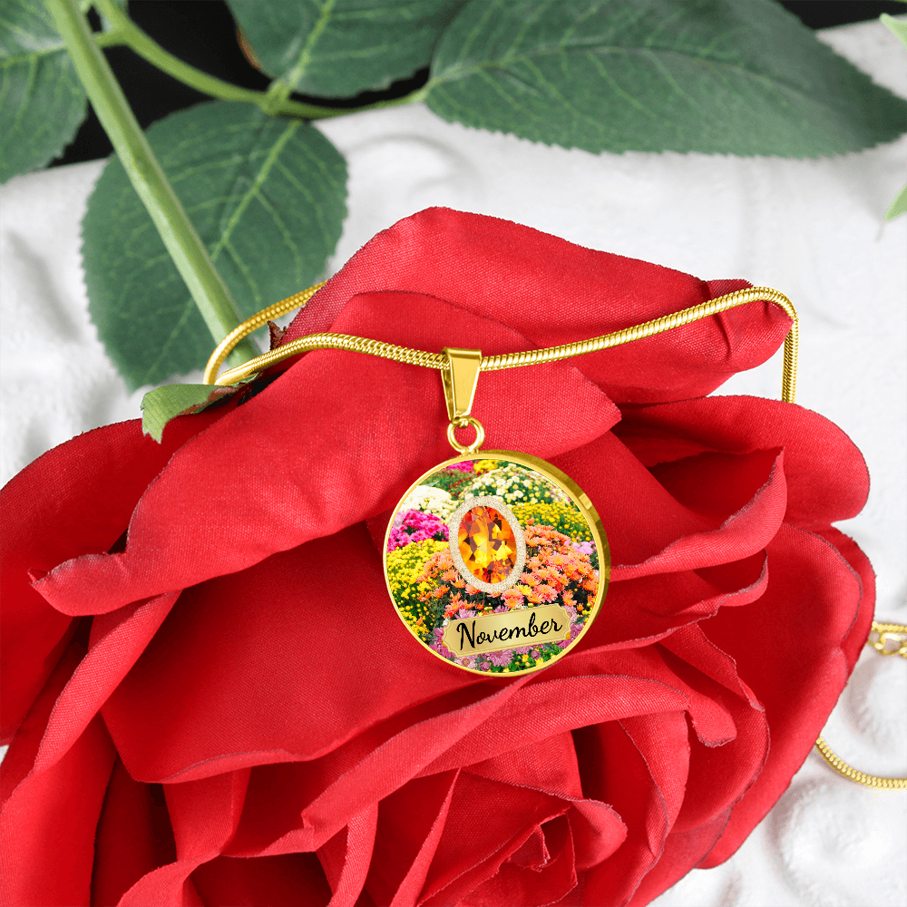 Birth Month Circle Pendant Necklace: November
