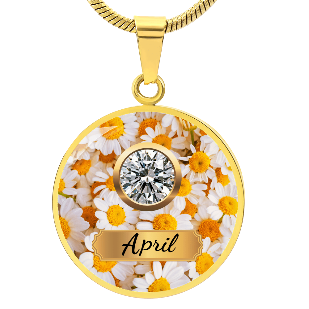 Birth Month Circle Pendant Necklace: April