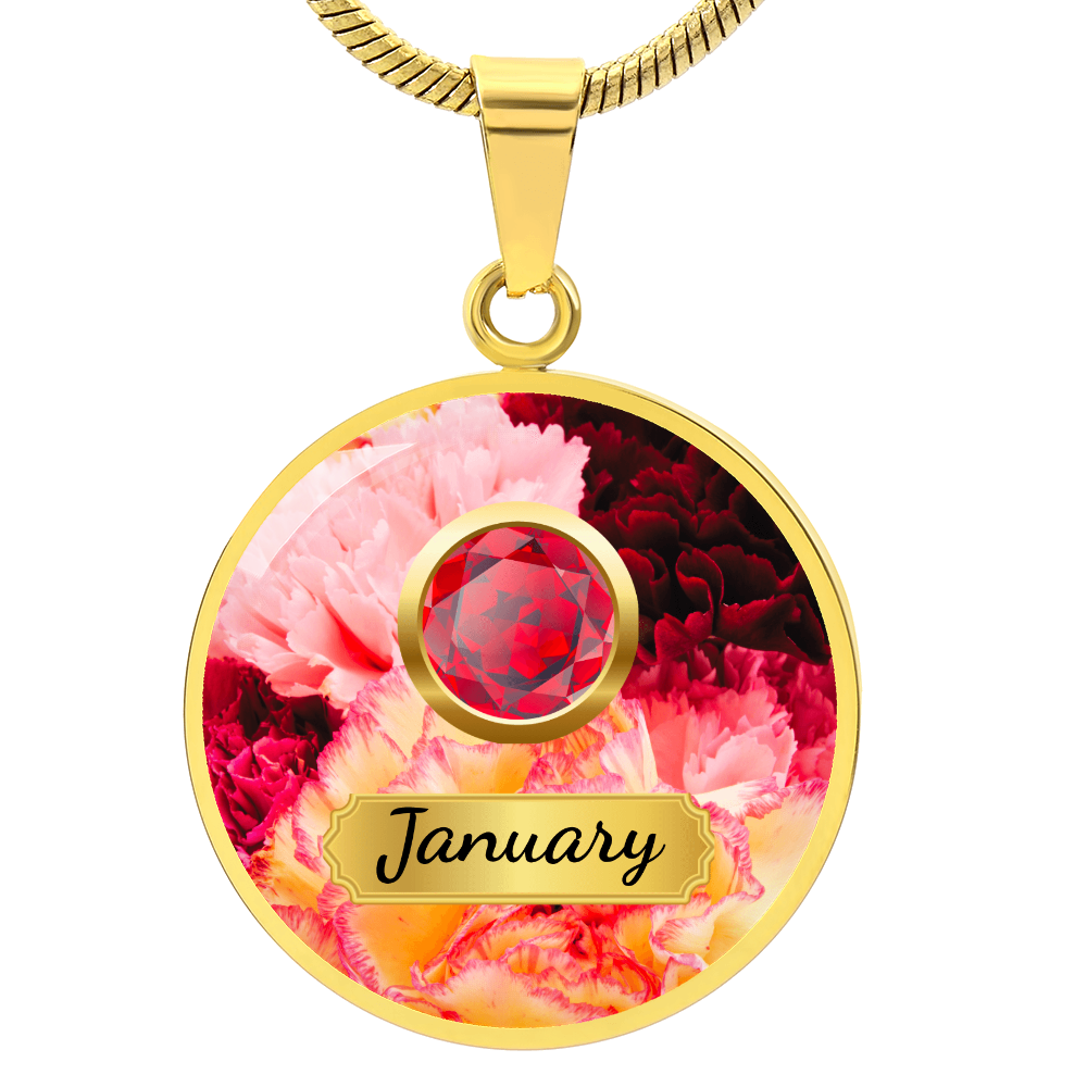 Birth Month Circle Pendant Necklace: January
