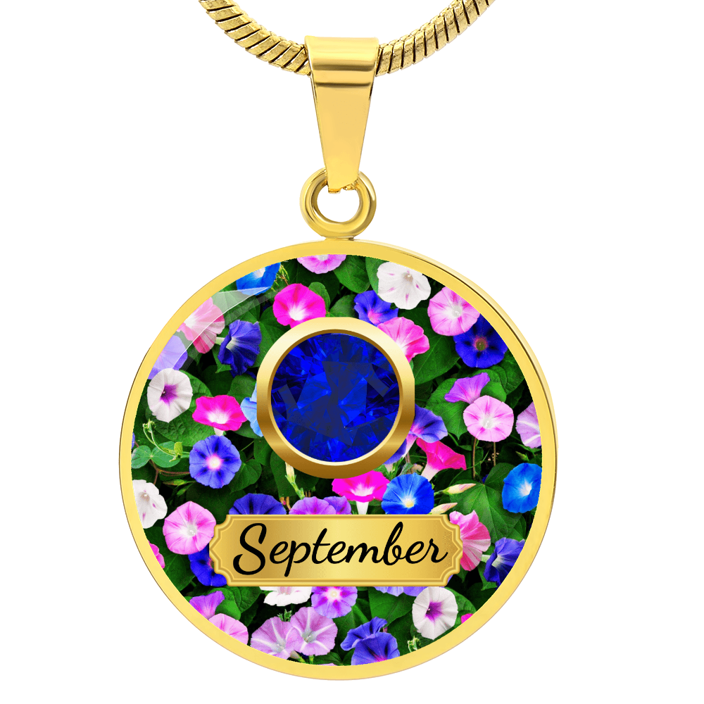 Birth Month Circle Pendant Necklace: September