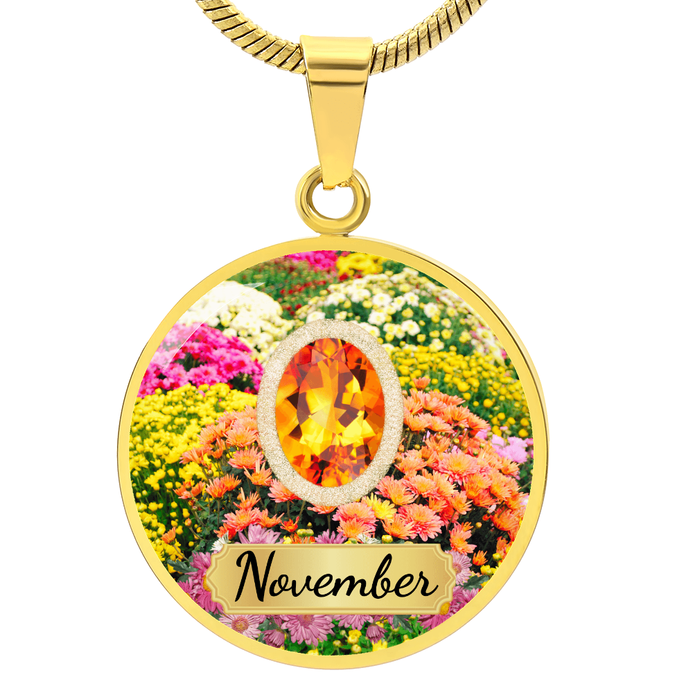 Birth Month Circle Pendant Necklace: November