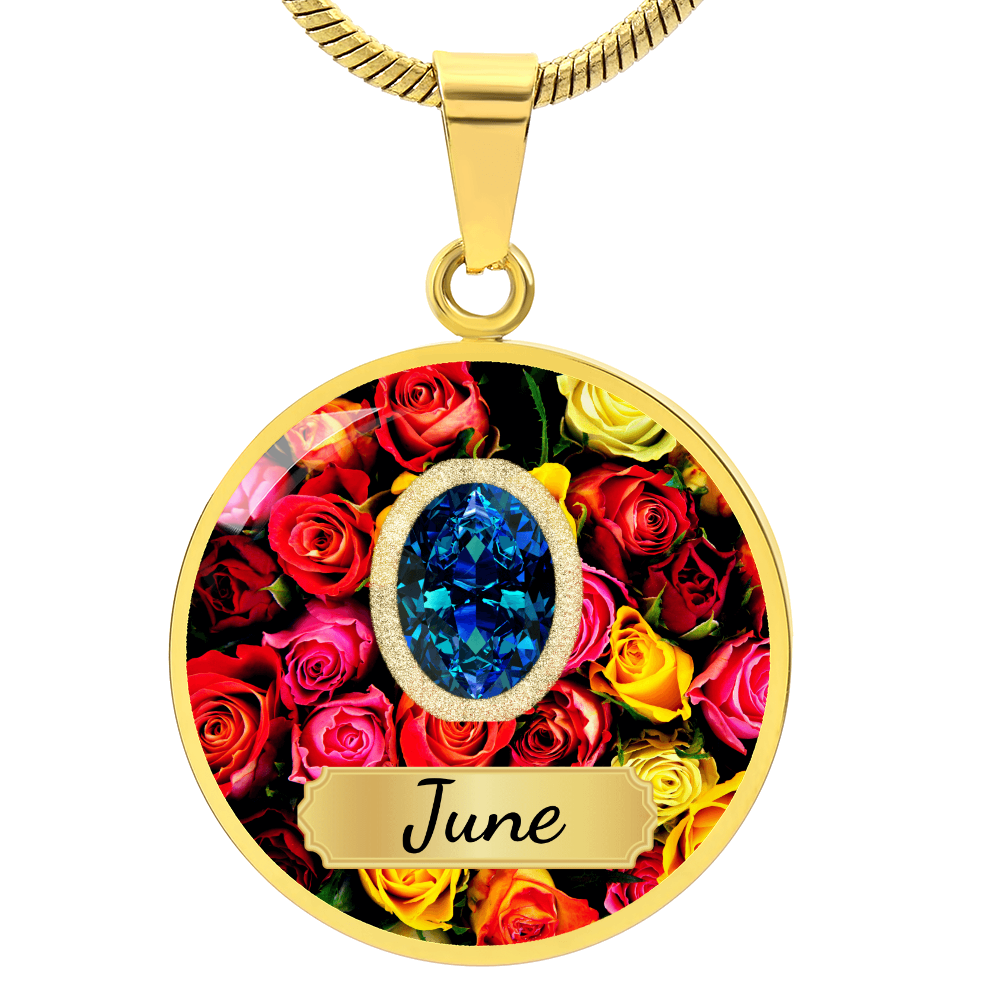 Birth Month Circle Pendant Necklace: June