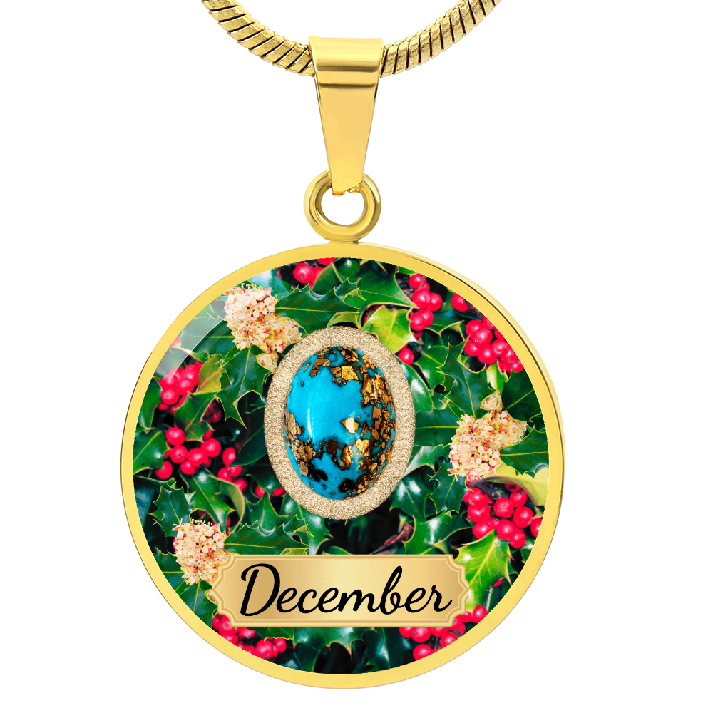 Birth Month Circle Pendant Necklace: December