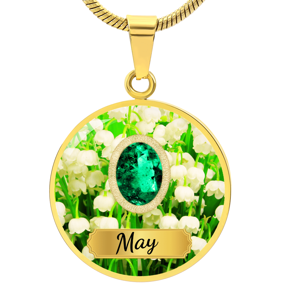 Birth Month Circle Pendant Necklace: May