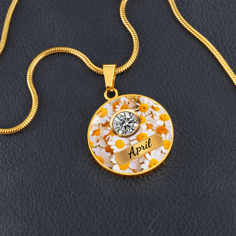 Birth Month Circle Pendant Necklace: April