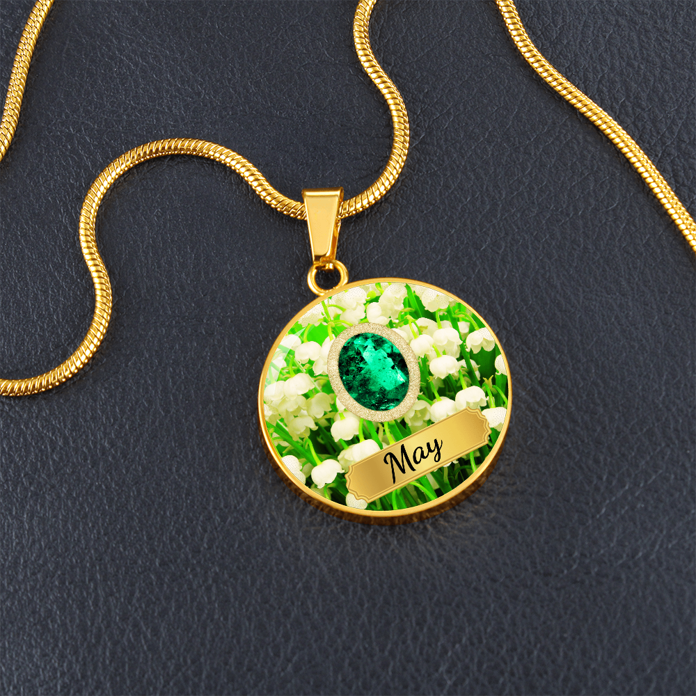 Birth Month Circle Pendant Necklace: May