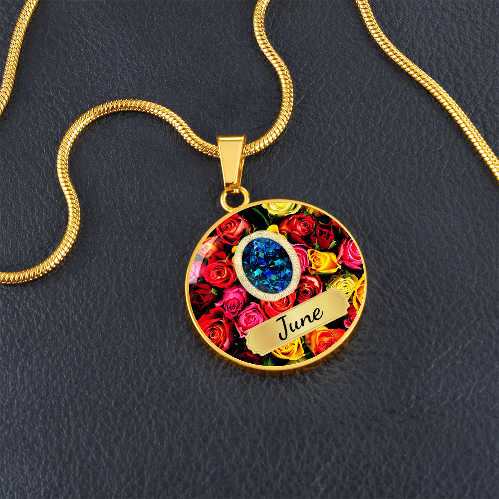 Birth Month Circle Pendant Necklace: June