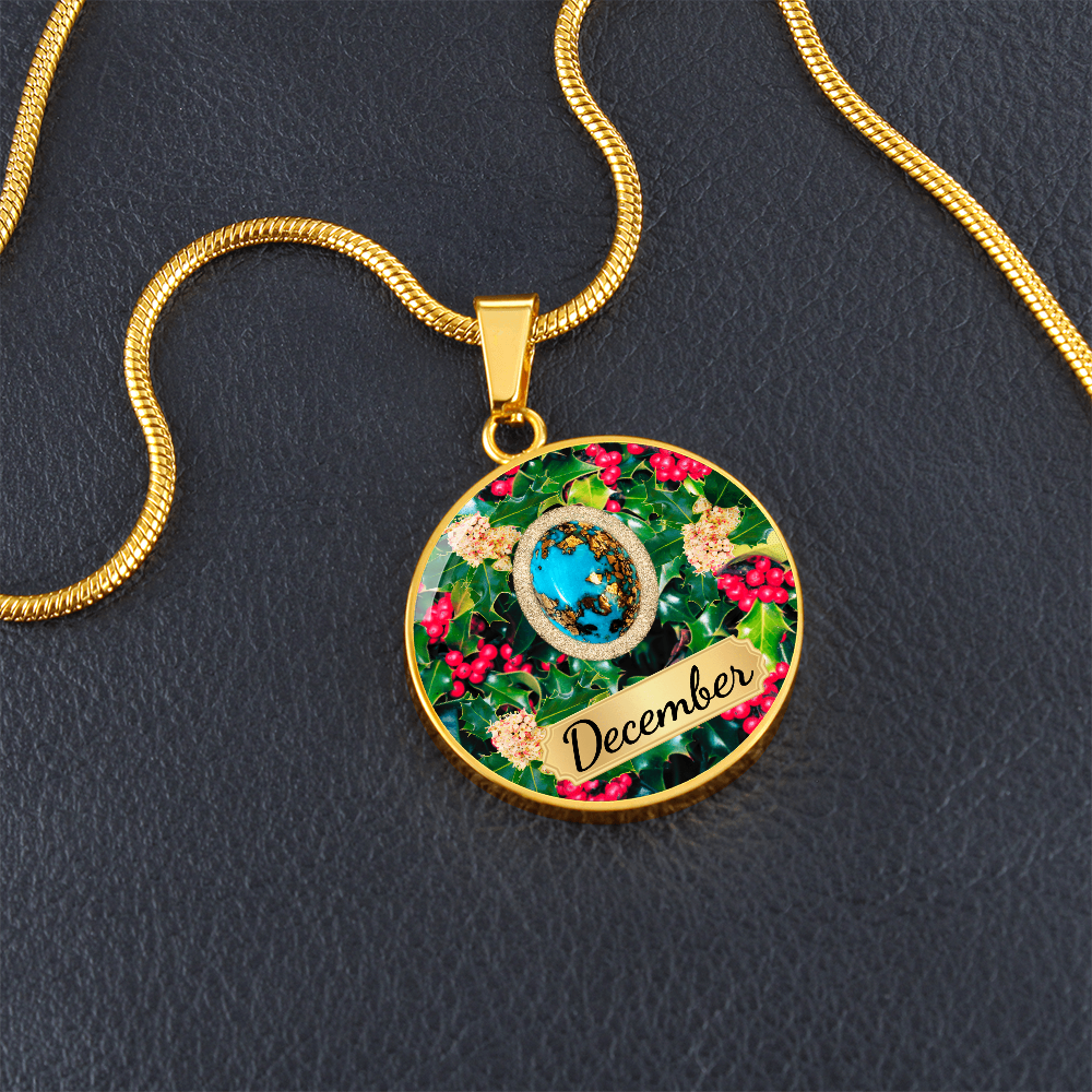 Birth Month Circle Pendant Necklace: December