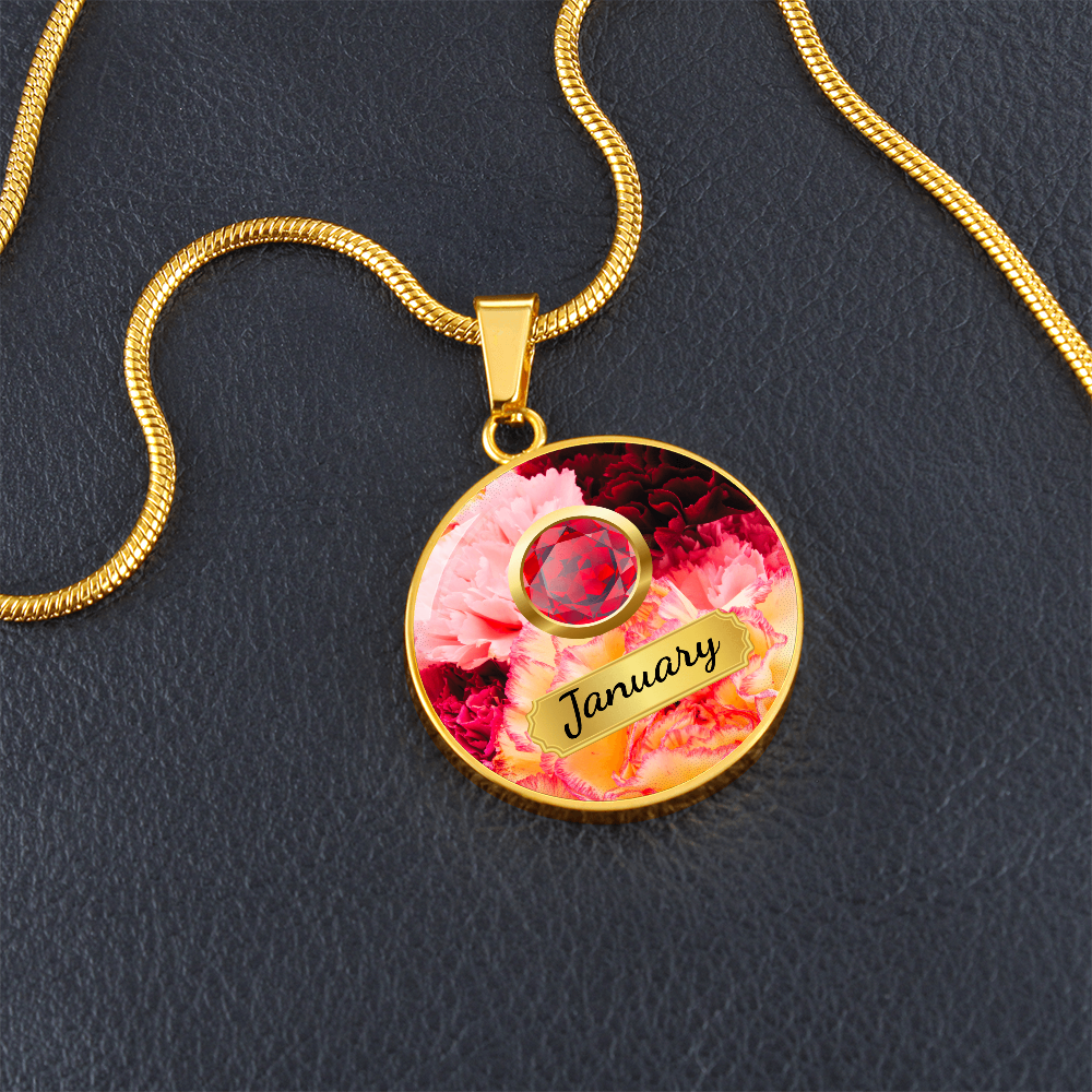 Birth Month Circle Pendant Necklace: January